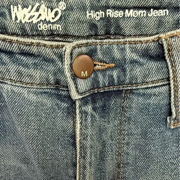 Mossimo Supply Co. High Rise Mom Stretch Blue Jeans with Distressed Details 8/29 - Picture 3 of 8